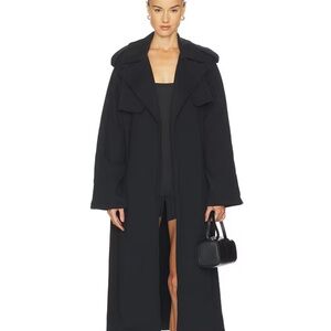 SKIMS Boyfriend Fleece Trench Coat, Onyx